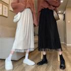 Double-sided Mesh Long A-line Skirt