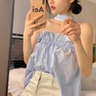 Strapless Ruffle Top Blue - One Size