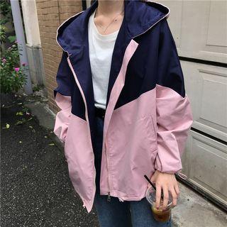 Hooded Zip Windbreaker As Shown In Figure - One Size