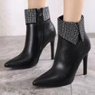Studded Pointy-toe High-heel Short Boots
