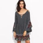 Lattice Bell-sleeve Dress