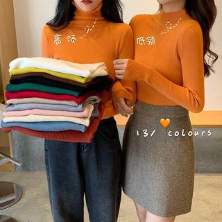 Multi-color High-neck / Semi High-neck Knit Top