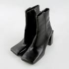 Square-toe Block-heel Short Boot