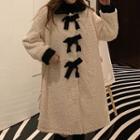 Plain Loose-fit Bow Coat White - One Size