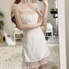 Cap-sleeve Lace Panel Mini Dress
