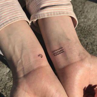 Moon / Wavy Print Waterproof Temporary Tattoo One Piece - One Size