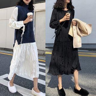 Long Sleeve Tie-neck Dress