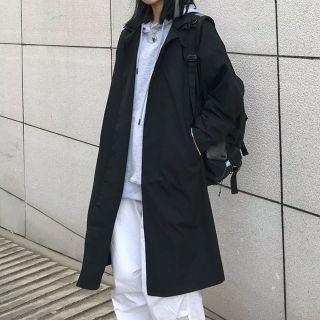 Plain Zip-up Long Coat Black - One Size