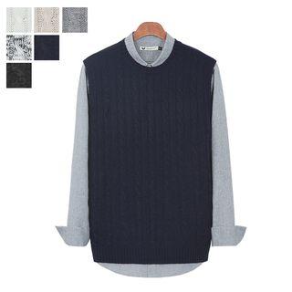 Crew-neck Sleeveless Cable-knit Top