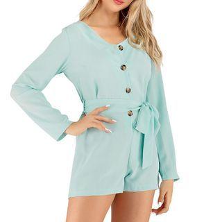 Long-sleeve V-neck Romper