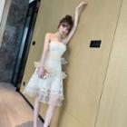 Ruffle Trim Strap A-line Dress