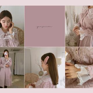 Lace-collar Fringed A-line Dress