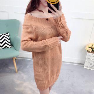 Off Shoulder Long Sweater