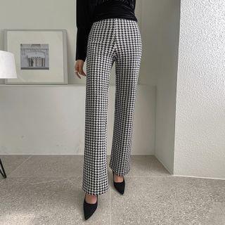 Hounstooth Straight-leg Pants