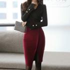 Set: Long-sleeve Top + Fitted Skirt