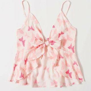 Butterfly Print Ruffle Camisole Top