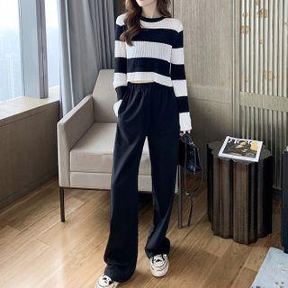 Set: Long-sleeve Two Tone T-shirt + Pants