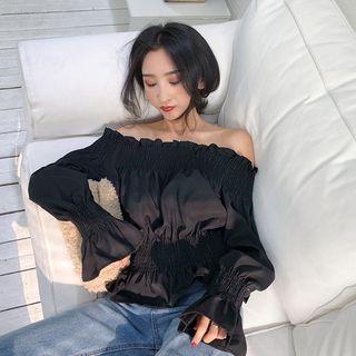 Off-shoulder Smocked Waist Blouse