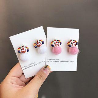Clown Pom Pom Stud Earring