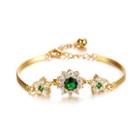 Elegant Fashion Flower Bracelet With Green Cubic Zirconia Silver - One Size