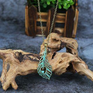 Leaf Pendant Necklace Hqnf-0091 - Leaf - Green - One Size