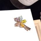 Faux Crystal Flower Hair Clip Gold - One Size