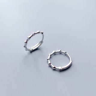 Bamboo Sterling Silver Hoop Earring 1 Pair - Bamboo Ear Buckle - One Size