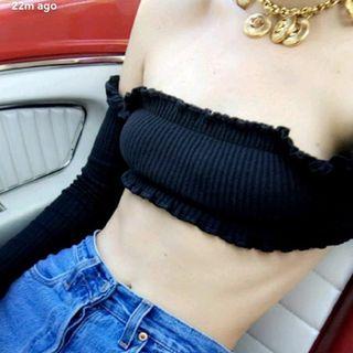 Off-shoulder Long-sleeve Cropped Top