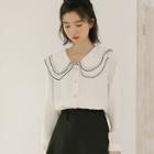 Layered Collar Blouse Off-white - One Size