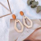 Geometric Wooden Earring 1 Pair - Silver Needle - One Size