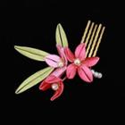 Vintage Glass Hair Comb S13 - Green & Red & Gold - One Size