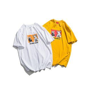 Couple Matching Elbow-sleeve Graphic Print T-shirt