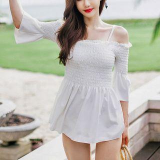 Elbow-sleeve Swim Dress