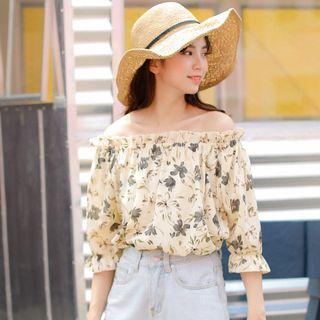 Print Elbow-sleeve Floral Print Top