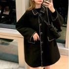 Single Breasted Tweed Coat Black - One Size