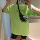 Short-sleeve Plain T-shirt Neon Green - One Size