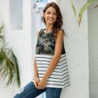 Camouflage Panel Striped Tank Top