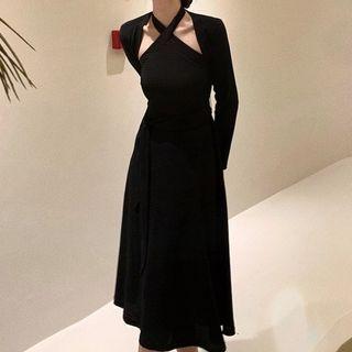 Set: Halter A-line Dress + Shrug