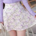 Inset Shorts Floral Flared Miniskirt