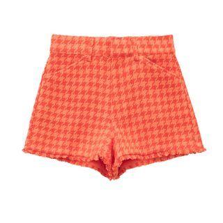 High Waist Houndstooth Hot Pants