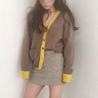 Color-block Cardigan As Shown In Figure - One Size