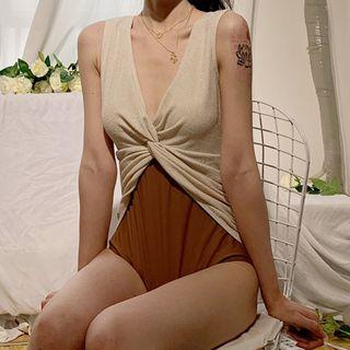 Crinkled Paneled Swimsuit
