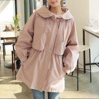 Hooded Raglan-sleeve Flap Parka