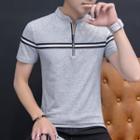 Short-sleeve Zip Placket Top