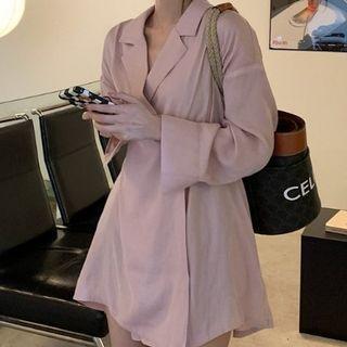 Open-collar Light Jacket Pink - One Size
