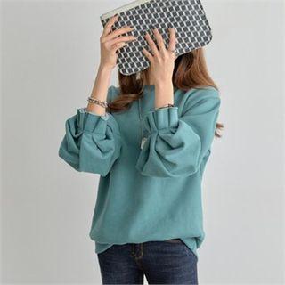 Brushed-fleece Lined Balloon-sleeve Sweatshirt
