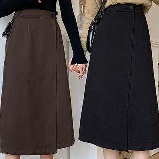 High-waist A-line Semi-body Midi Skirt