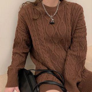 Cable Knit Mini A-line Sweater Dress