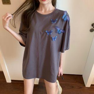 Butterfly-accent Loose T-shirt