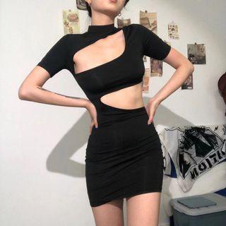 Short Sleeve Cut-out Mini Bodycon Dress